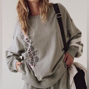 Free People Movement All Star Buti Logo Pullover Grey & Pink